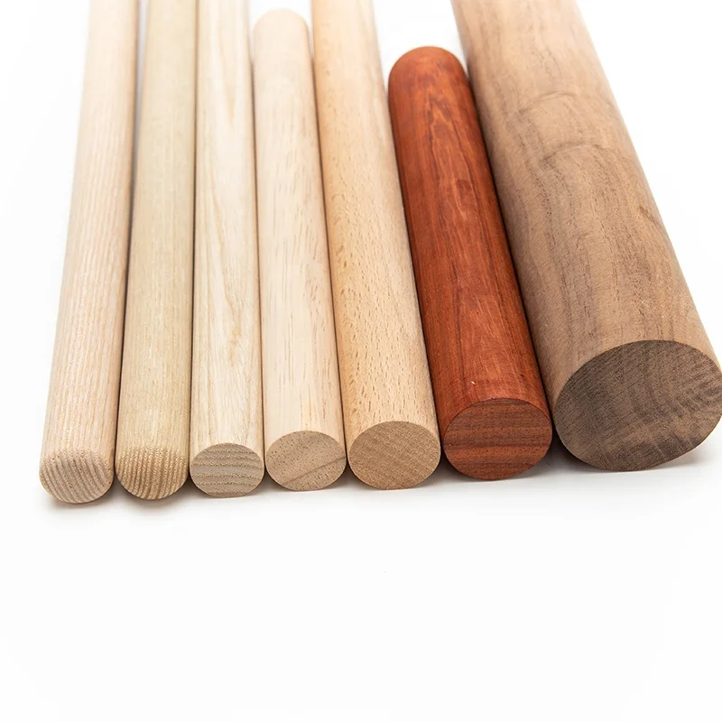 Factory Wholesale  Wooden Dowel Rods Chamfer Wooden Stick  Solid Wood Pole  Handle