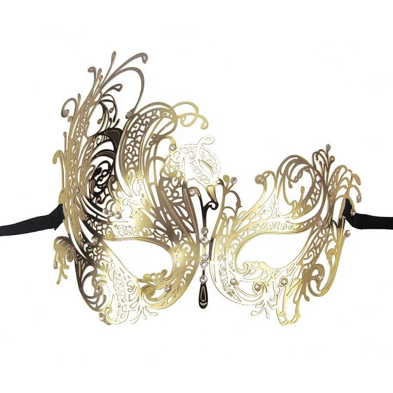 012B Black Purple Glitter Venetian Party Masks Black Metal Laser-cut Costume Shows Wedding Masquerade Mask