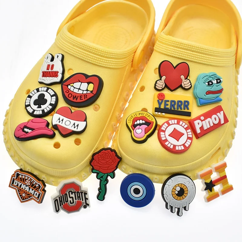 wholesale Popular Kids Party croc shoe charms heart shape Sad Frog shoe decoration charms for croc