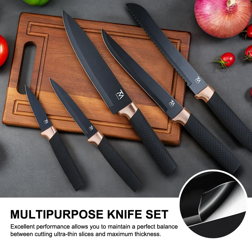 Conjunto De Facas 6 Piece Stainless Steel Sharp Meat Vegetable Cutting Kitchen Knife Block Sets