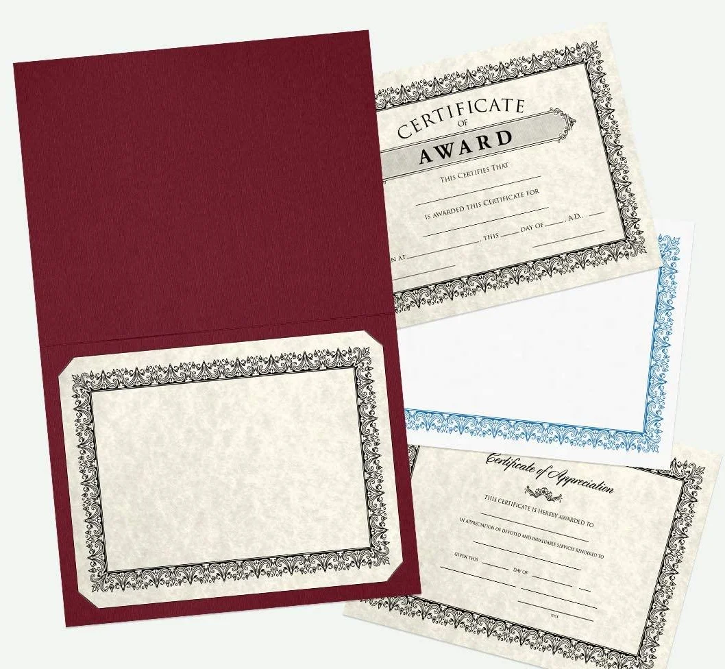 Display Folder for Paper Awards Diploma Holders Letter Size Certificate Holders