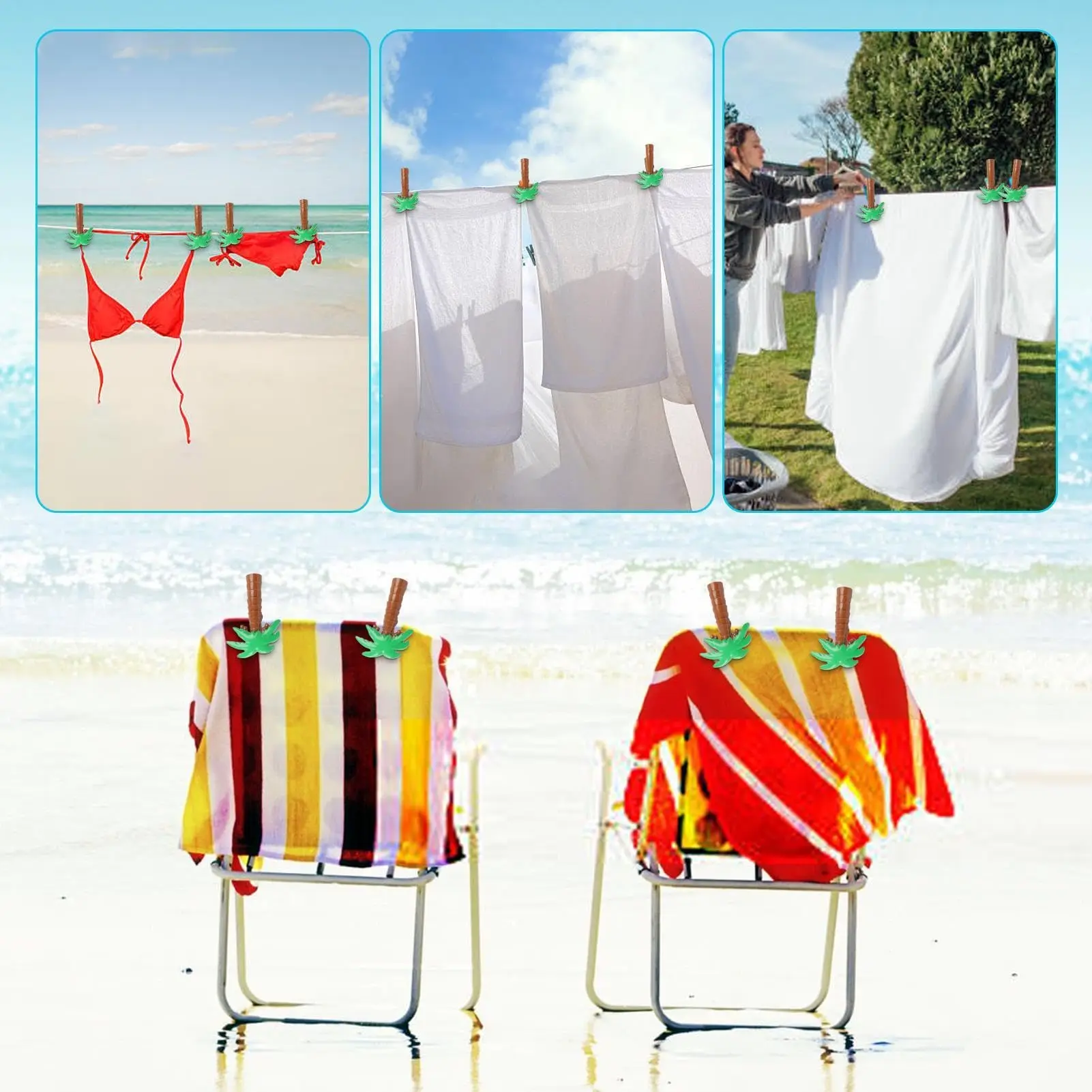 Beach Chairs Clips Decorative Colorful Towel Clips Heavy Duty Drying Windproof Clothes Pin for Lounge Chair