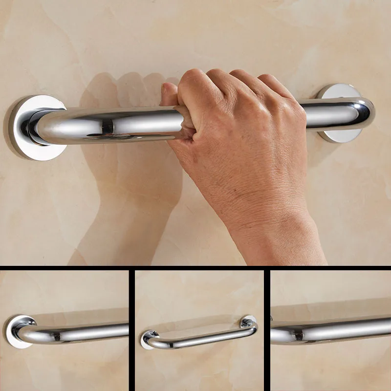 Rhetech Customized Bathroom Accessories Disabled Handrail Chrome Shower Handle Bar Safety Hand Rail Support Grab Bar for Hand