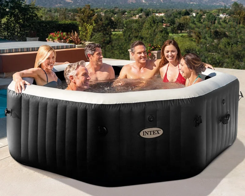 Intex 28458 Inflatable PureSpa Jet & Bubble Deluxe Hot Tub Outdoor Above Ground Massage Swimming Spa Pool  Set