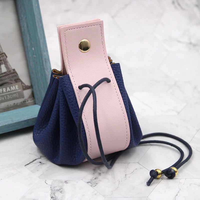 Vegan Leather Game Dice Tray Pouch Bag Drawstring Coin Purses Camping Tool Holder Bag