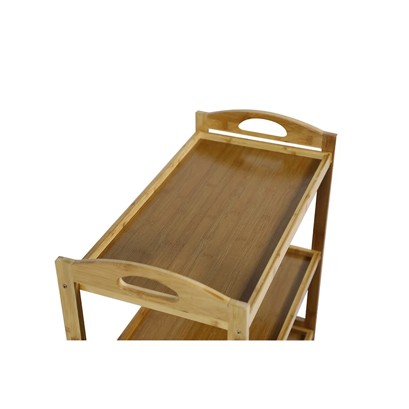 Трехслойная бамбуковая тележка для овощей, кухонная стойка для хранения, Кухонная Тележка