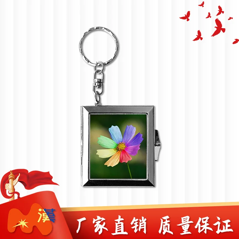 M-58 Gift small mirror manufacturers wholesale portable with keychain small round mirror color optional imitation leather makeup