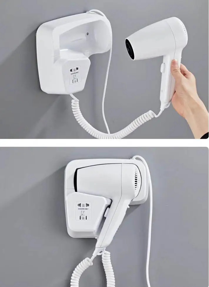 Custom Logo 1200w Low Noise Hotel Wall Mounted Hair Dryer 13m/S High Speed Professional Bldc Hair Blower Dryer With Socket