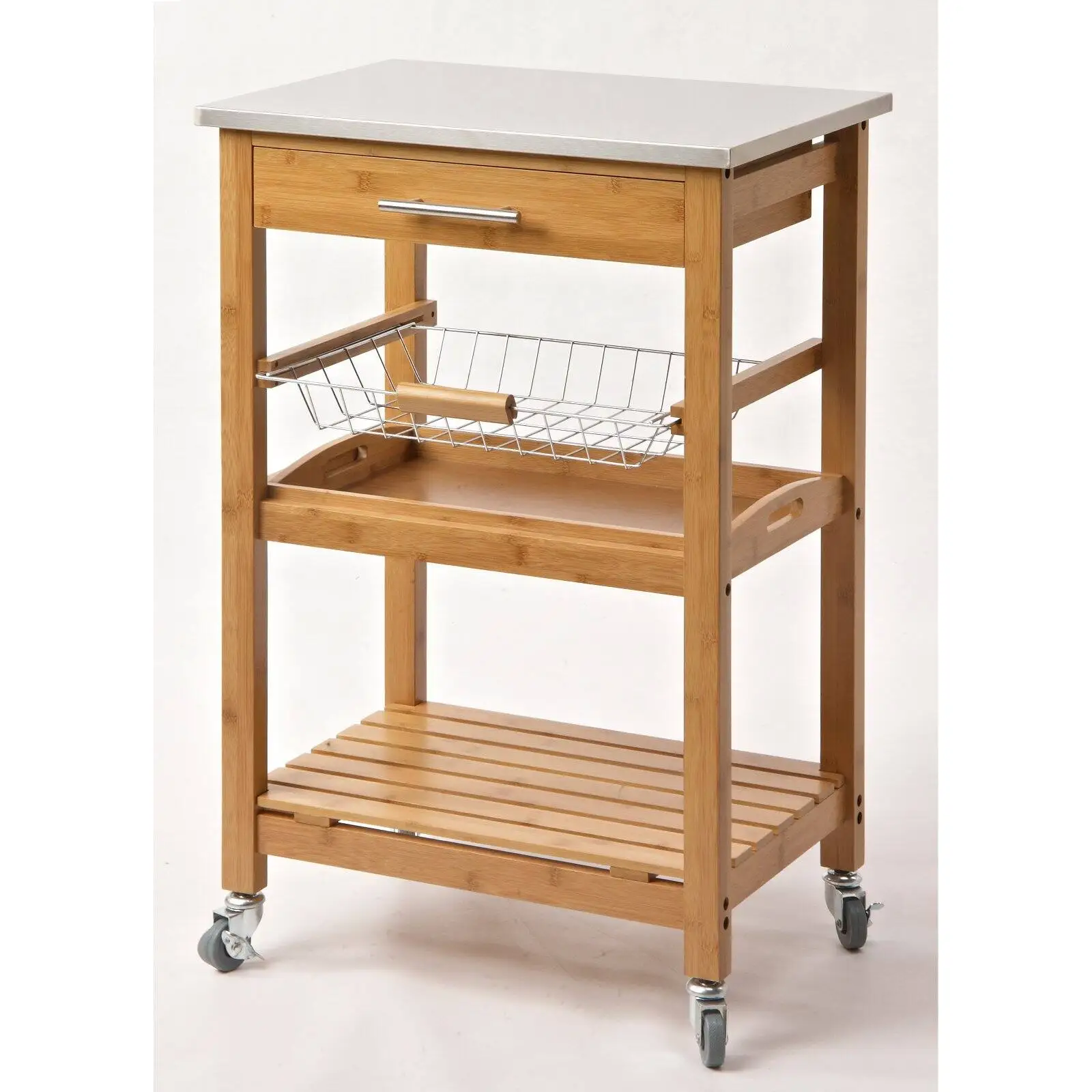 
Eco-friendly Bamboo Kitchen Cart Trolley for Kitchen Sering in Living Room 