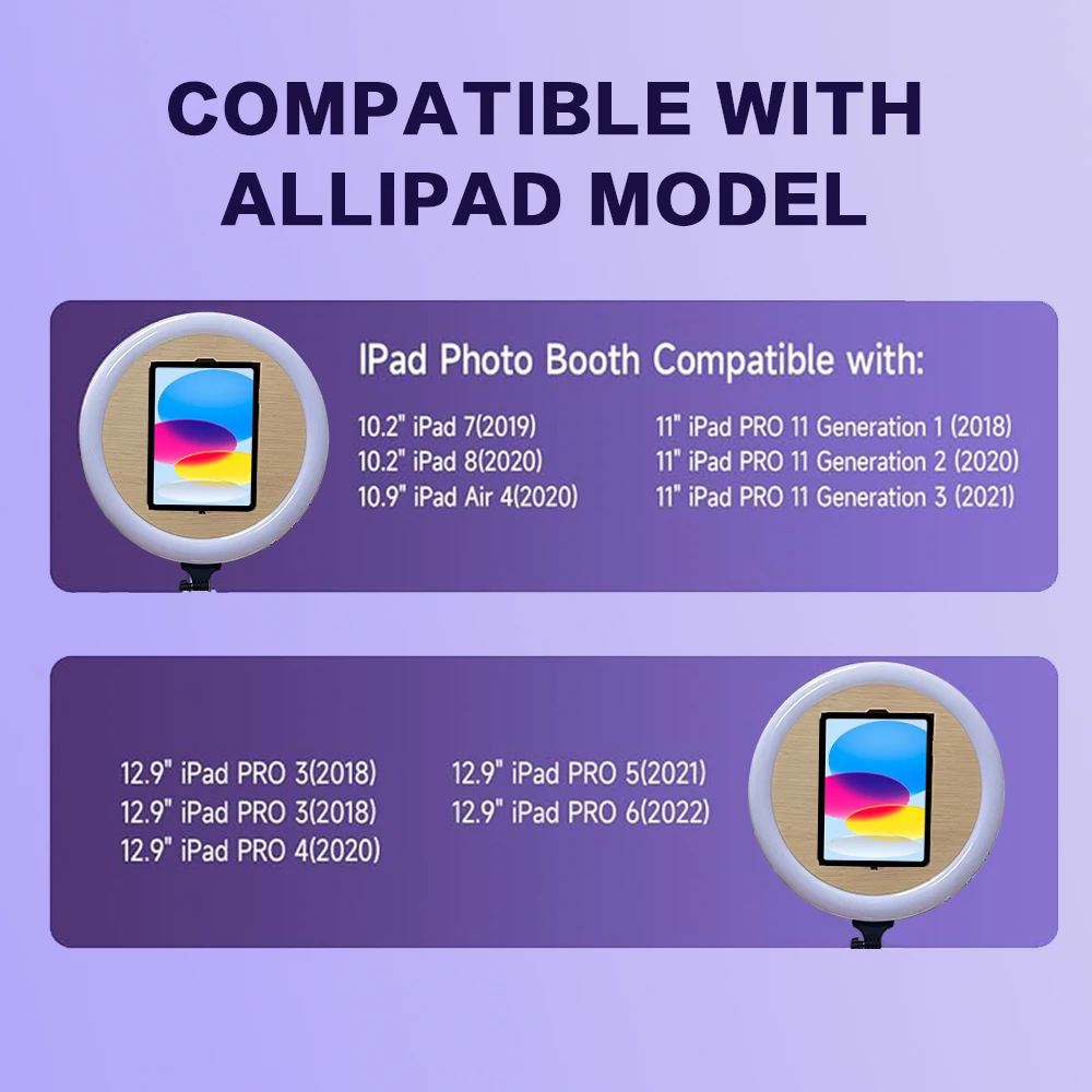 High Quality Portable Selfie Ipad Photo Booth With Ring Light Photo Booth for Sale Tripod Ipad Photo Booth Customized Size