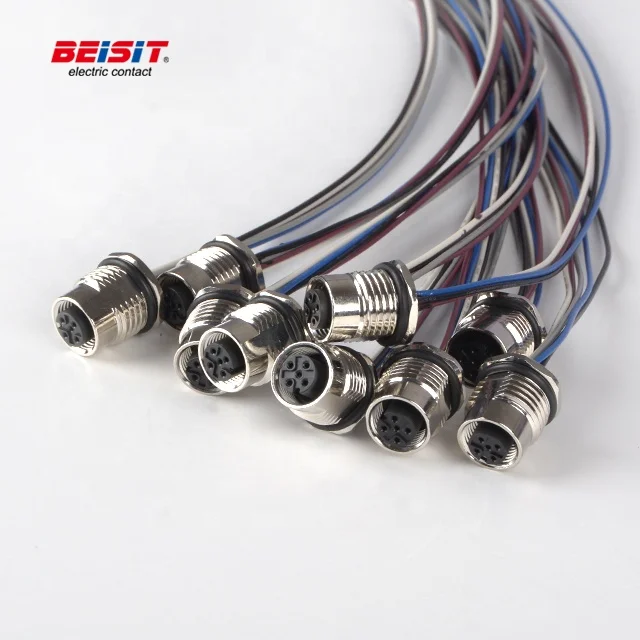 Waterproof  A Code 3pin 4pin 5pin 8pin 12pin  Rear Front Panel Mount M12 connector