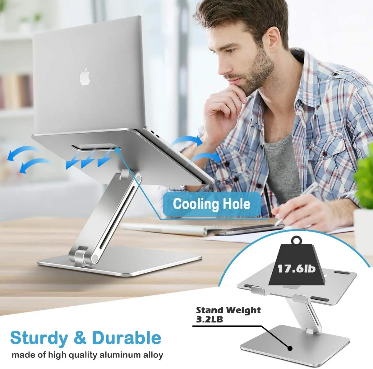 Ergonomic Adjustable Laptop Holder Laptop Riser Aluminum Notebook Computer Holder Stand Compatible with Alienware All Laptops