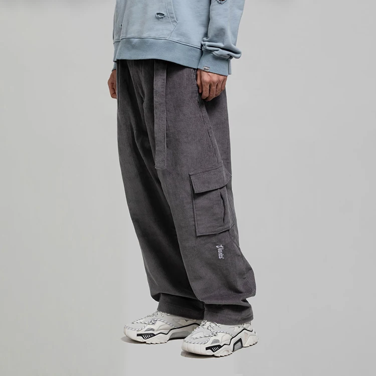 GRKC in stock custom vintage softshell solid color men trousers urban women casual corduroy straight baggy work pants