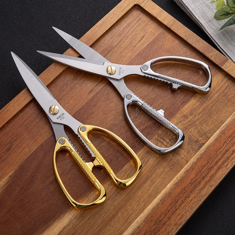 Factory direct selling multifunctional kitchen household scissors stainless steel alloy handle strong scissors