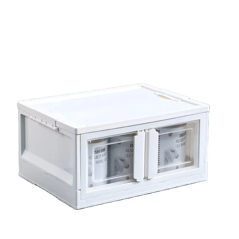 Stackable Clear Latch Storage Box with Handle, Folding Plastic Containers for Clothes, Toy, Books