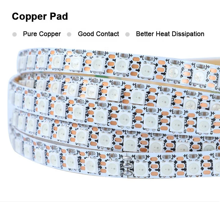 WS2812B 144 светодиодов/m DC5V Адресуемая RGB светодиодная Пиксельная лента 7 5 мм PCB Smart RGBIC WS2812 5V Светодиодные полосы света