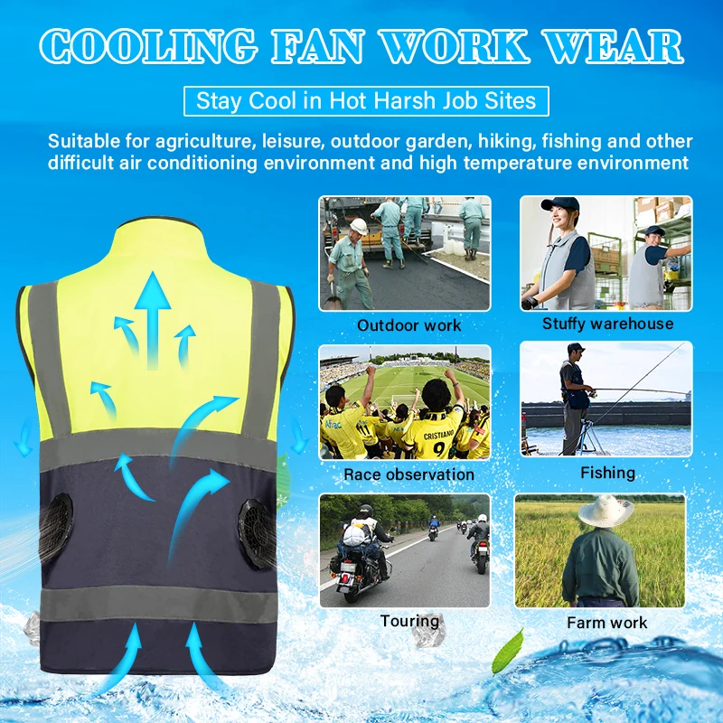 2024 New Arrival Reflective Safety Clothing Air Conditioning Work Wear Cooling Vest with Fans for wholesale