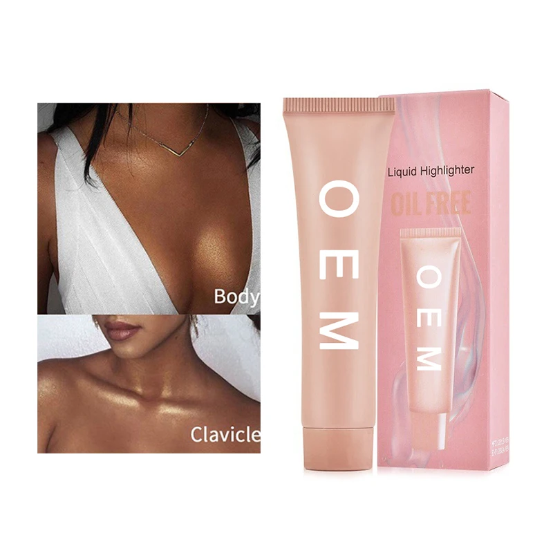 Custom Professional Makeup Pigment Shimmer Face  Body Pressed Brightening Liquid Highlighter Gel