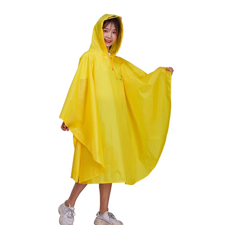 
High quality custom print reflective rain poncho yellow waterproof adult raincoat 