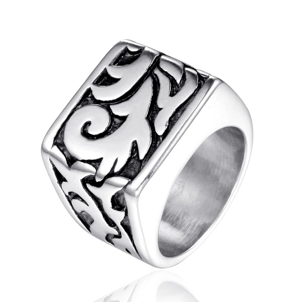 Stainless Steel High Quality Shinny Polishing Black Enamel Ring