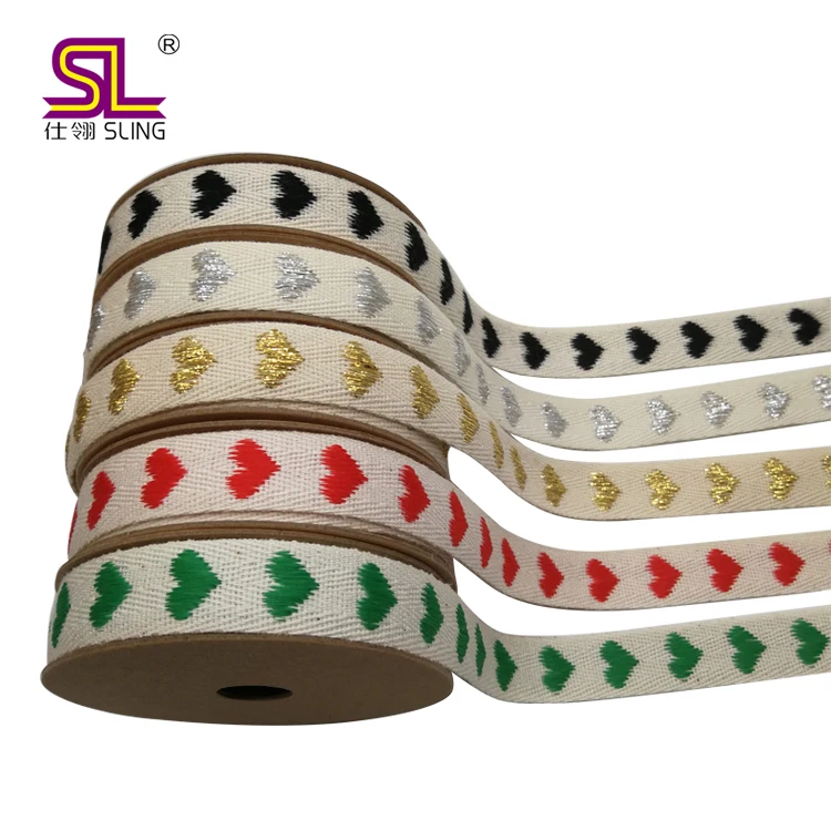 16mm Eco-friendly undyed Cotton ribbon with gold or Silver metallic 100% cotton ribbon in High Quality