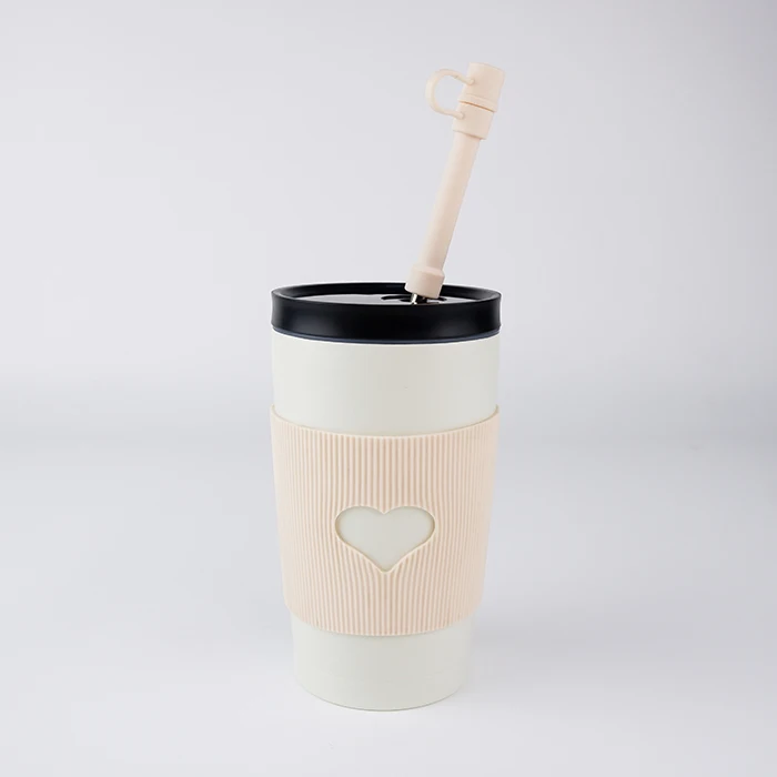 16oz Silicone Straw Auto Off Design Stainless Steel Insulated Coffee Tumbler Thermos Cup Smart Mug With Temperature Display