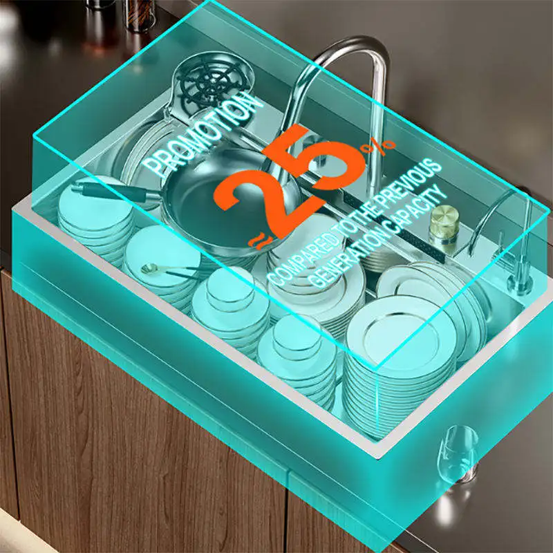 Discount Luxury Anti Scratch LED Digital Display Waterfall Kitchen Sink Silver Carton Box Stainless Steel Muller Modern Brushed