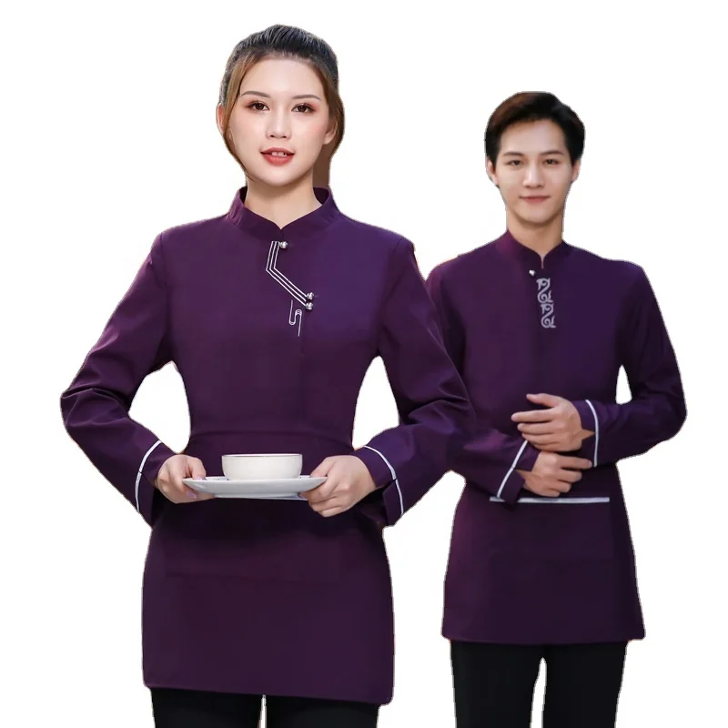 Осенне-зимняя одежда с длинными рукавами для гостей, официанток, официанток, комбинезон, мужская униформа для ресторана и фермы