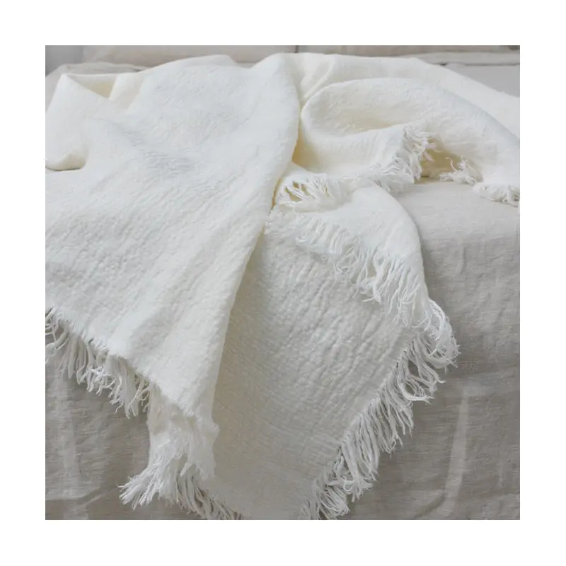  High quality durable using various sofa throw linen cotton blanket with