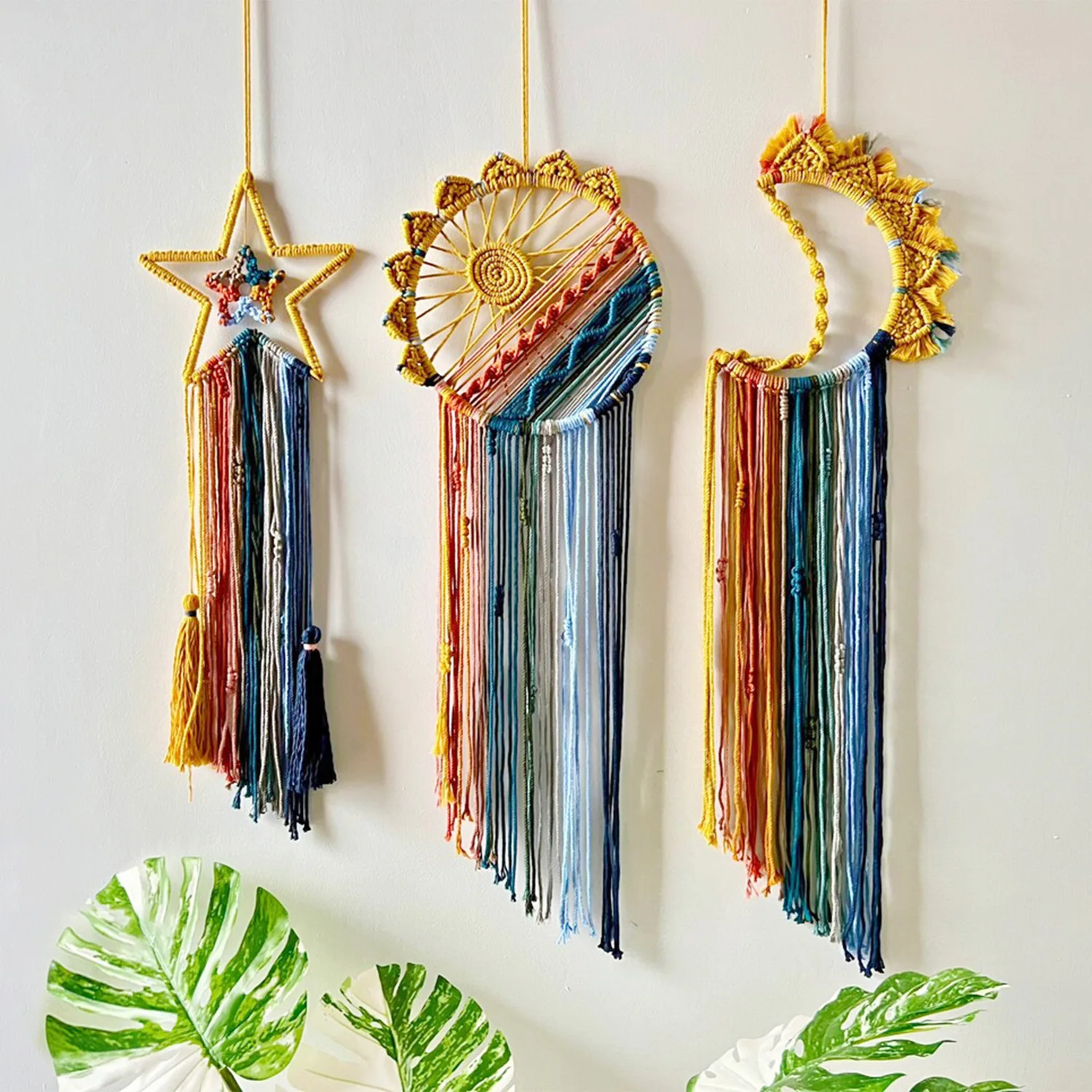 New Bohemian Style Dream Catcher Wall Decoration Foreign Trade Textile & Fabric Crafts Star Moon Sun Tapestry Colorful Tassels