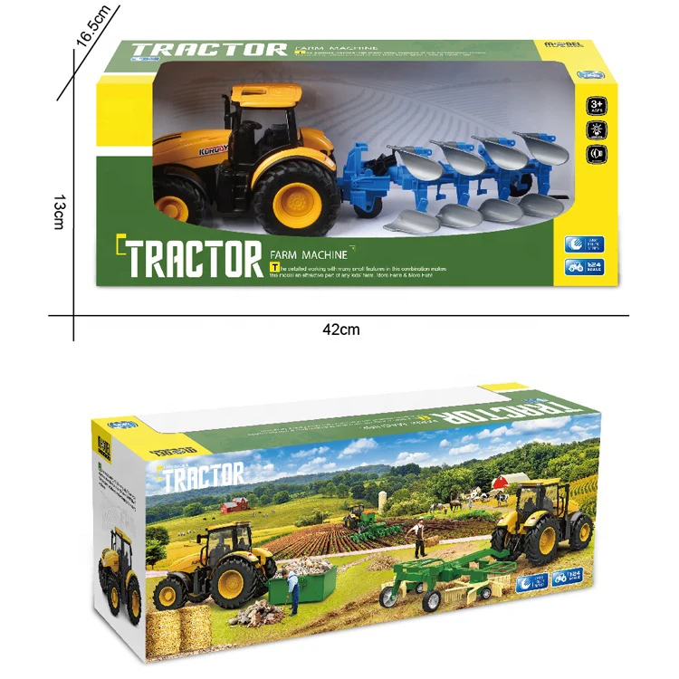 New Design 1/24 Plastic inertial farm animals truck toy friction farmer car toy with light and music for kids