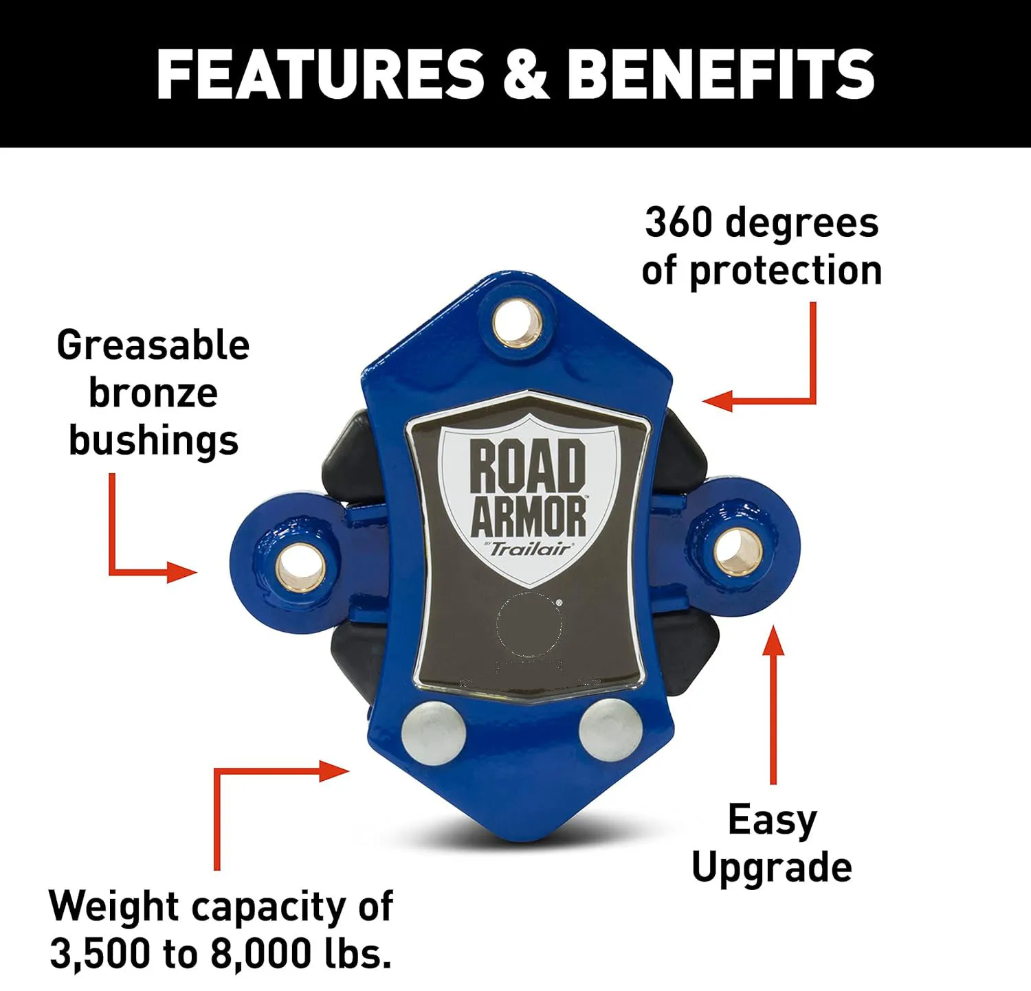 Road Armor Shock-Absorbing Trailer Equalizer Tandem Axle Kit  3500 - 8000 lb Road Armor