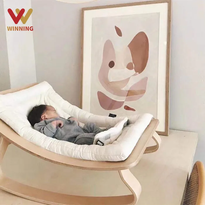 Winning Rocking Chair Kids Balance Chair Wooden Recliner For Toddler With Seat Belt And Booster Mecedoras Baby Rocker Chair