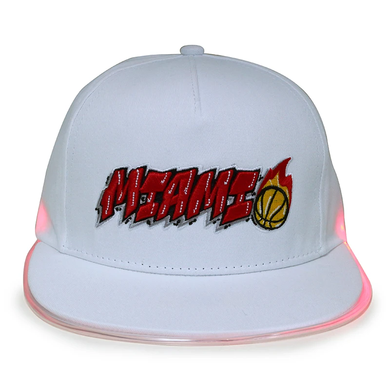 
New Design Custom High Quality Party Popular Night Luminous Fashional Snapback Flat Baseball Hats Led Festival Cap Hat 