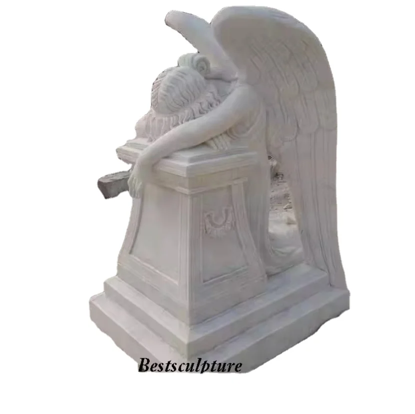 В натуральную величину белое каменное Мраморное кладбище надгробная Статуя Ангела скульптура для продажи