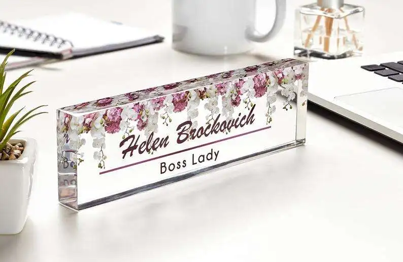 Modern Acrylic Nameplate Sign Office Desk Name Sign
