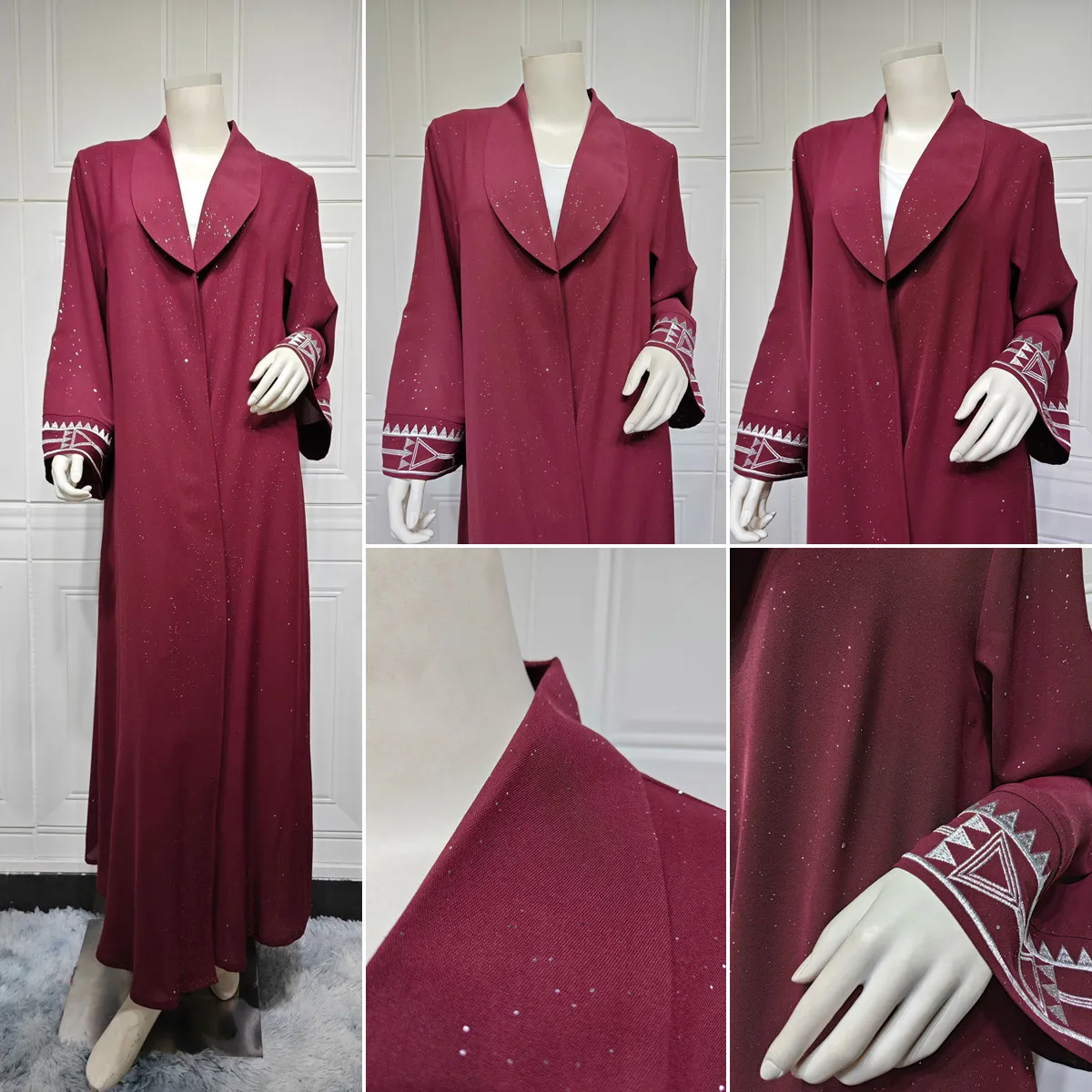 MQ109 Middle Eastern Dubai Traditional Muslim Clothing Elegant Embroidery Abaya Women Muslim Dress Cardigan Outer Robes Femme