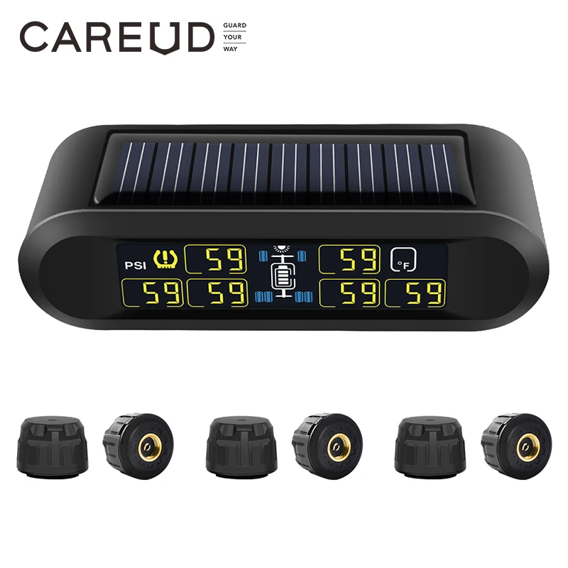 6 Wheel Solar TPMS T650 WF  Tire Pressure Monitoring System With 6 External Sensors