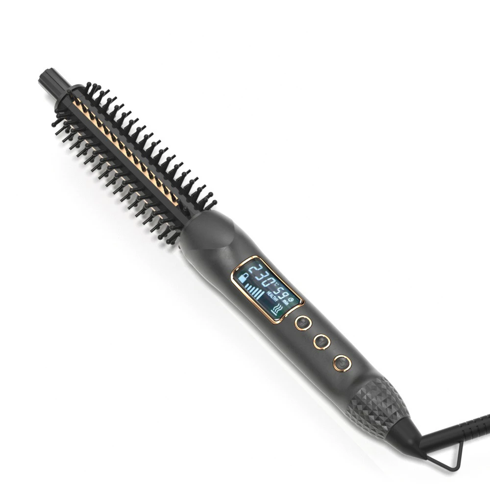 Factory Thermal Brush LCD Temp Ceramic Curling Iron Curly Comb Smoothing Electric Hot Comb Hair Straightener Brush