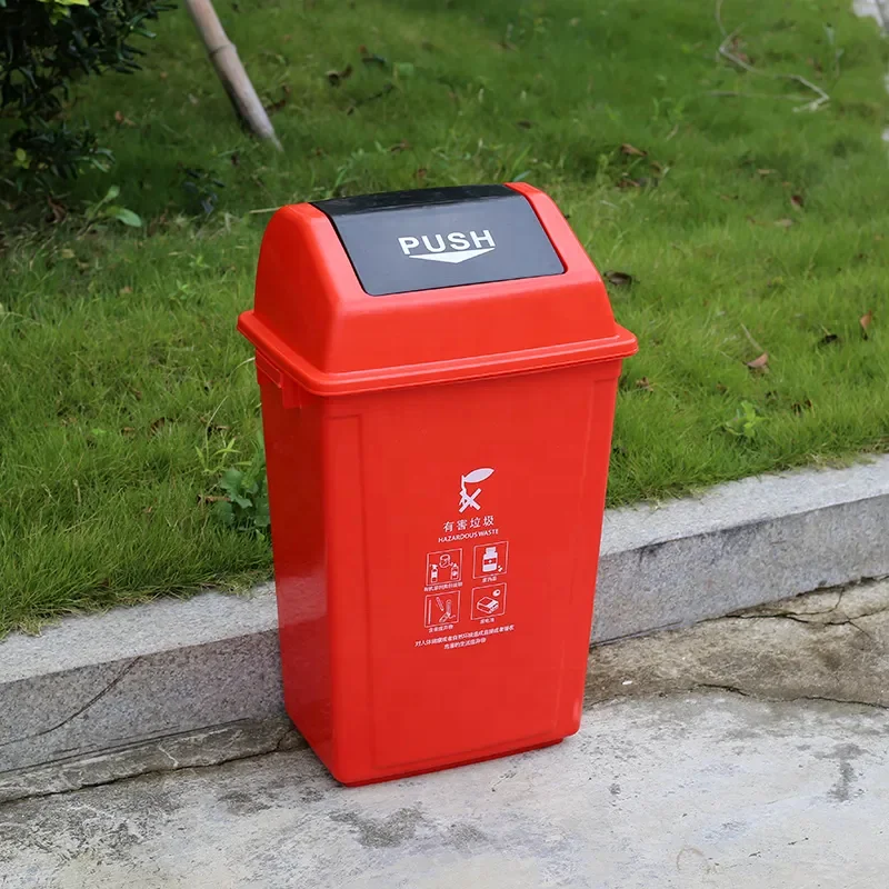 Plastic Dust Bin Restaurant 100L Food Waste With Push Lid Trash Bin