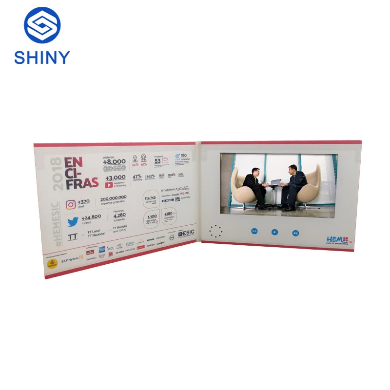Профессиональный дизайн рекламы 4,3 дюймов сенсорный экран TFT ЖК-дисплей аудио-видео брошюра видео журнал брошюра поздравительная открытка с карманом
