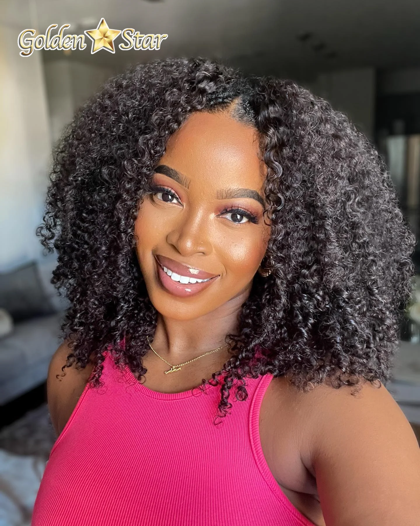 GD Hot Sale Women V Part Wigs 100% Human Hair Remy Glueless Thin V Part Wig Kinky Curly Human Hair Wig For Black Women