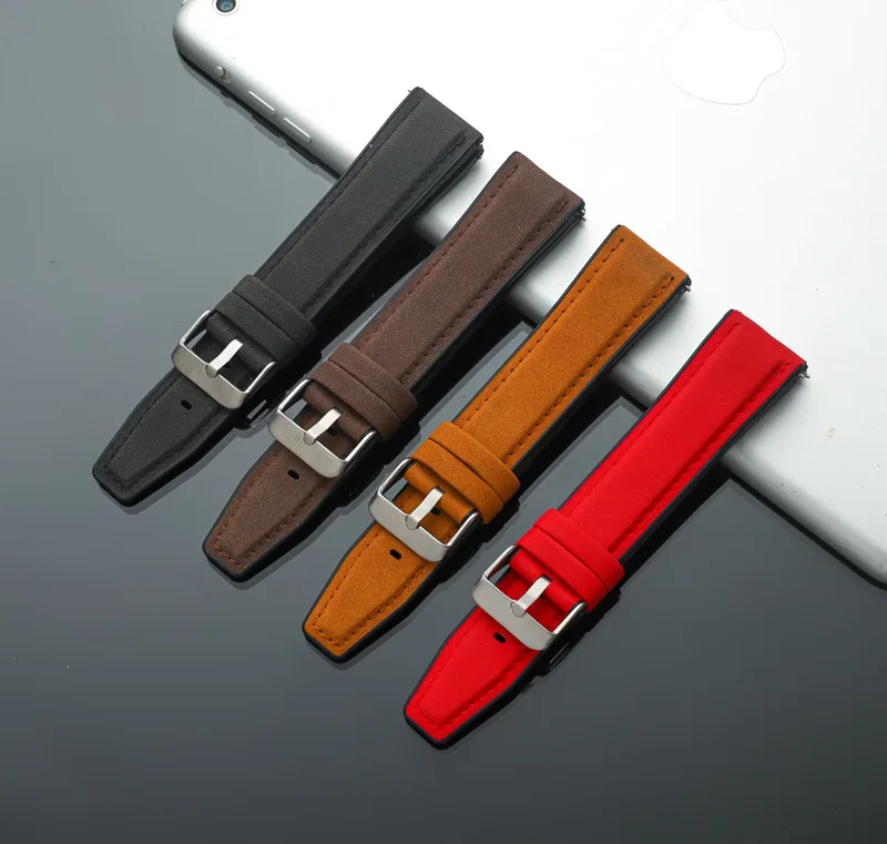 quick release  20mm 22mm rubber water-proof genuine leather watch band watch strap for huawei