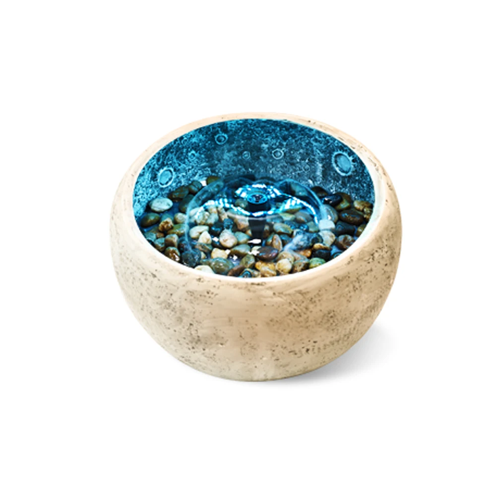 RGB LED Moon Fountain with Water Pump - Indoor/Outdoor Decoration Yellow