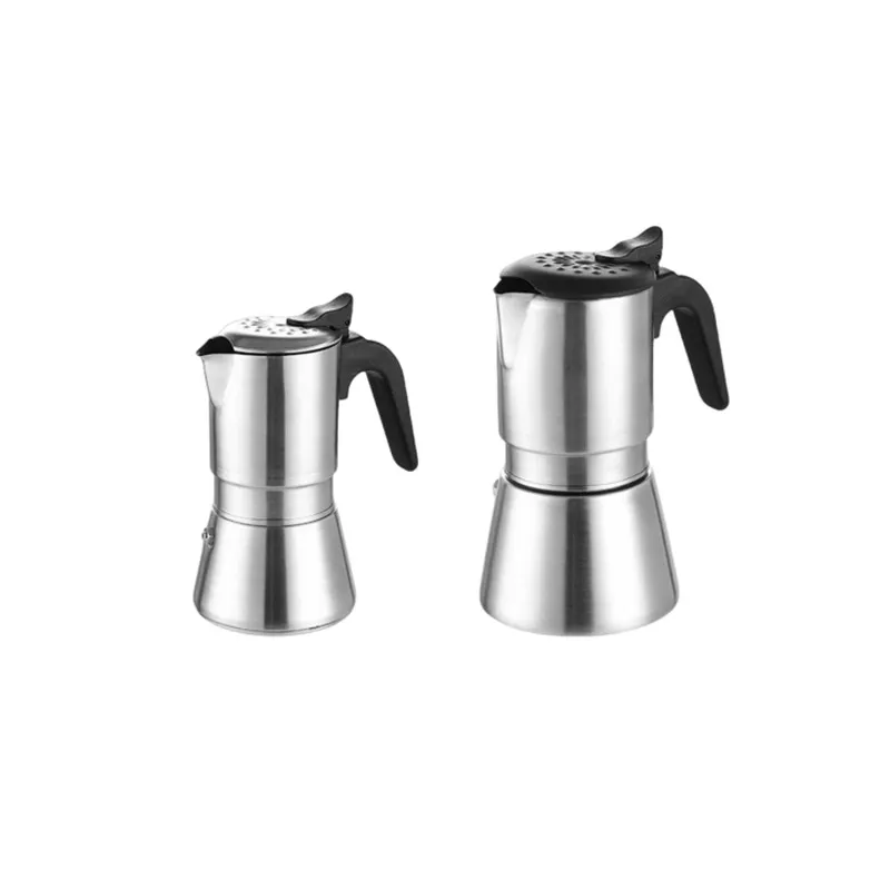 Christmas Gift Moca Pot Coffee Dispenser Portable Espresso Mocha Pot Coffee Maker Double Valve Stainless Steel Moka Pot