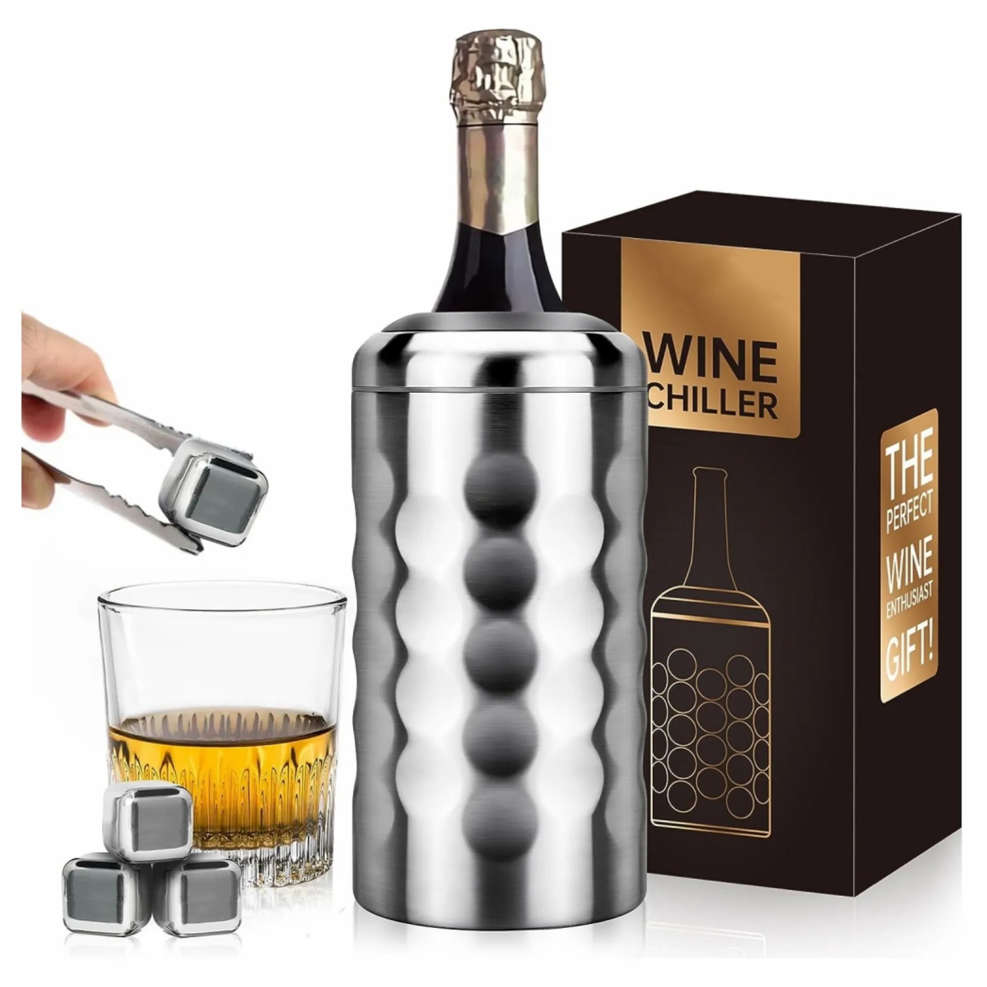 New Design Custom Stainless Steel Double Wall beer Wine Bottle Chiller  Ice Bucket cooler Chiller Cooler Bucket