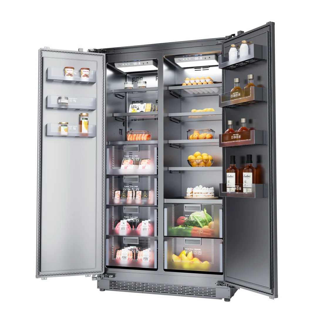 Artaus household Double Doors Fridge 2 Door Vertical Upright Refrigerator chiller deep Freezer Chiller