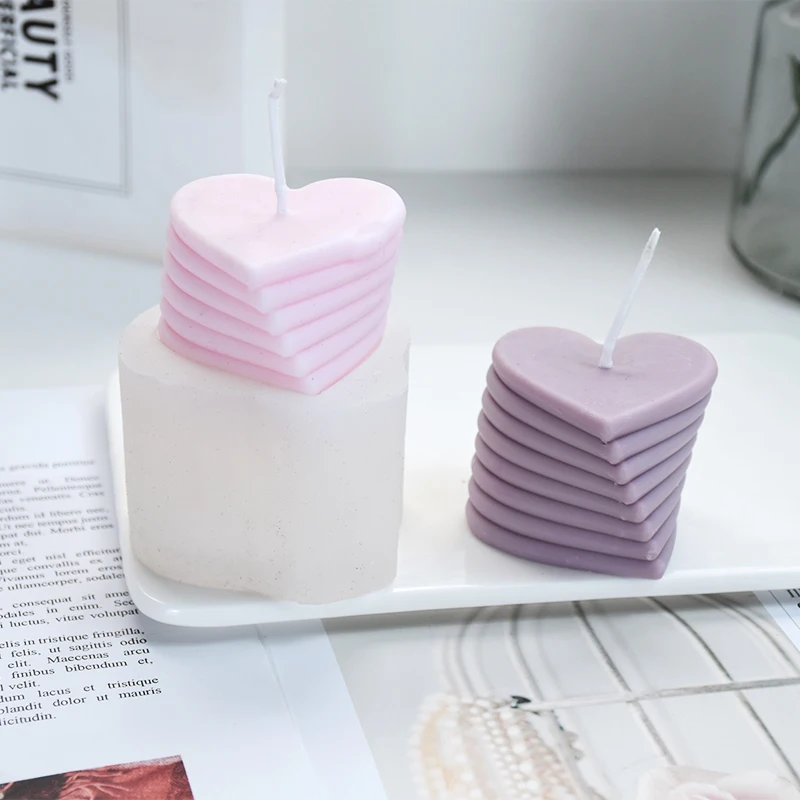 3D Love Heart Candle Mold DIY Handmade Soap Gypsum Clay Resin Crafts Making Silicone Mould Home Decoration