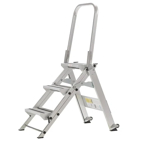 Folding 3-Step Platform Ladder Stools Step Stool Heavy Duty with Handrail Professional Steps