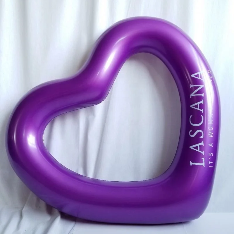 Customized logo printing metallochrome color heart shape swim tube for company event